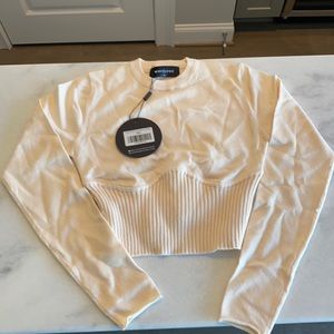 Take me higher long sleeve crop top - beige